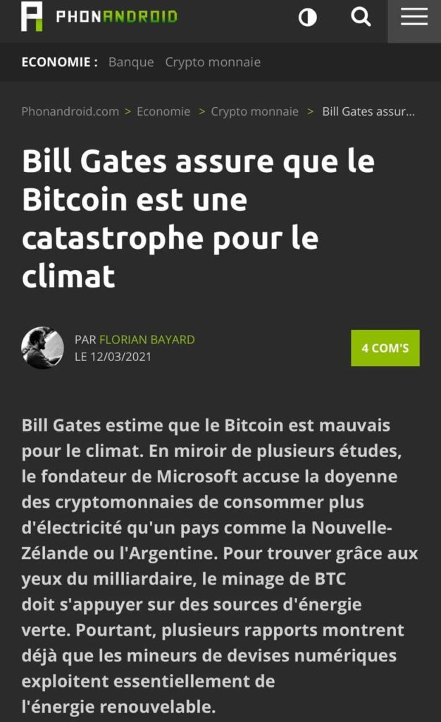 Bill Gates, le bitcoin, l'écologie et le climat 