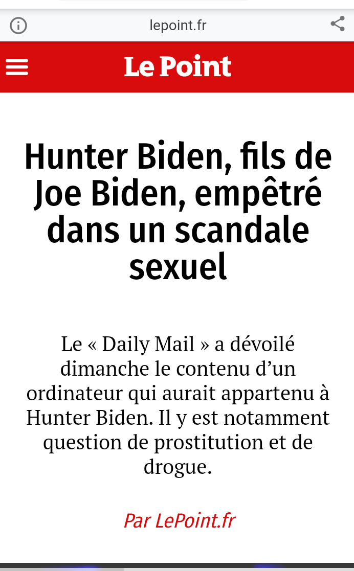 Hunter Biden dans un scandale sexuel