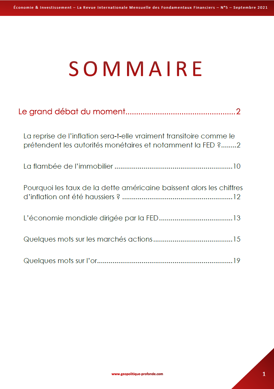 📒 RECEVEZ LA REVUE OR & ARGENT AUJOUD'HUI ! Revue Economie & Investissement septembre 2021