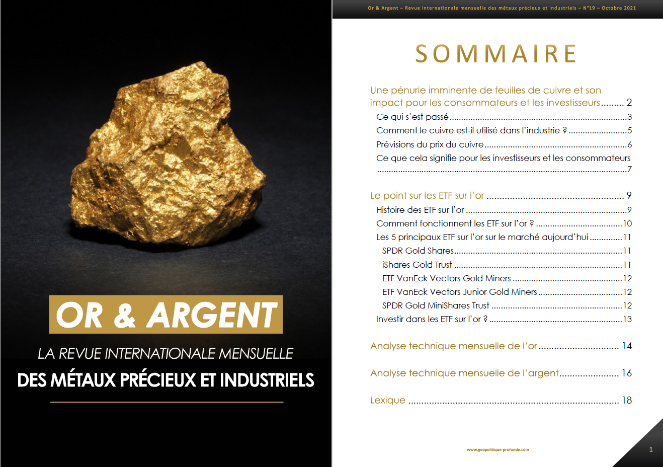 Revue Or et Argent d'octobre 2021 : pénurie de cuivre et investissement dans l'or