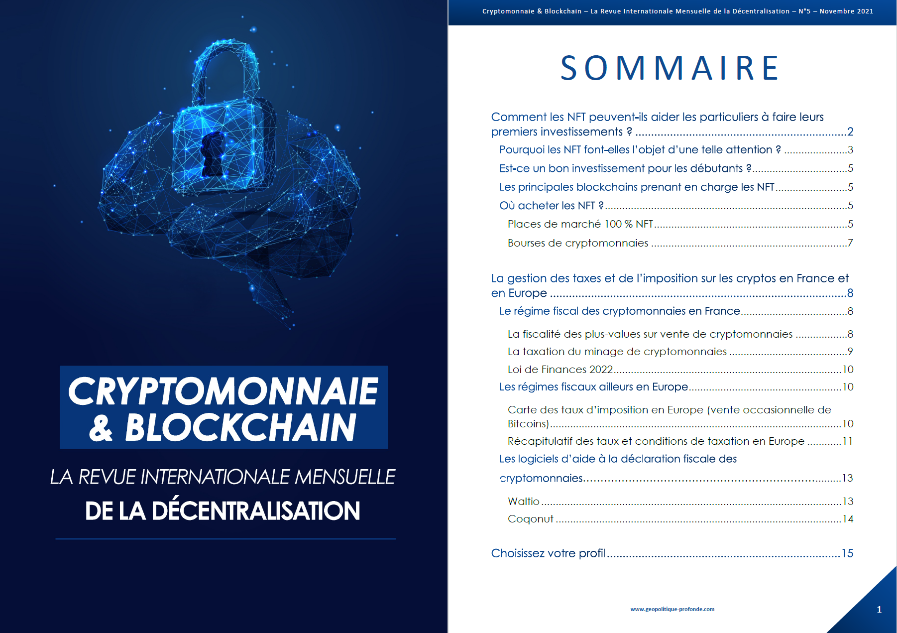 Revue Cryptomonnaie & Blockchain de novembre 2021 : imposition cryptomonnaie et NFT