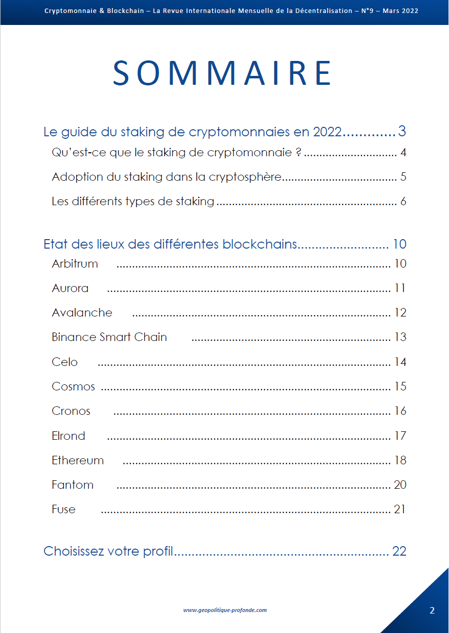 Sommaire revue Cryptomonnaie & Blockchain de mars 2022