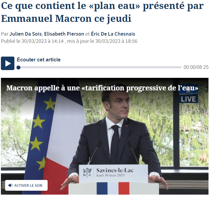Emmanuel Macron et le plan eau