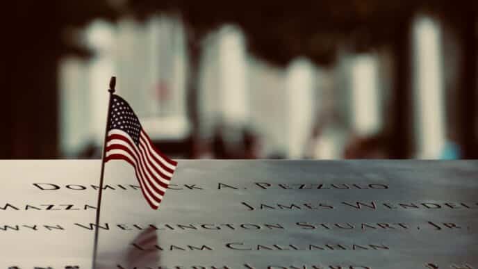 us a flag on white wall