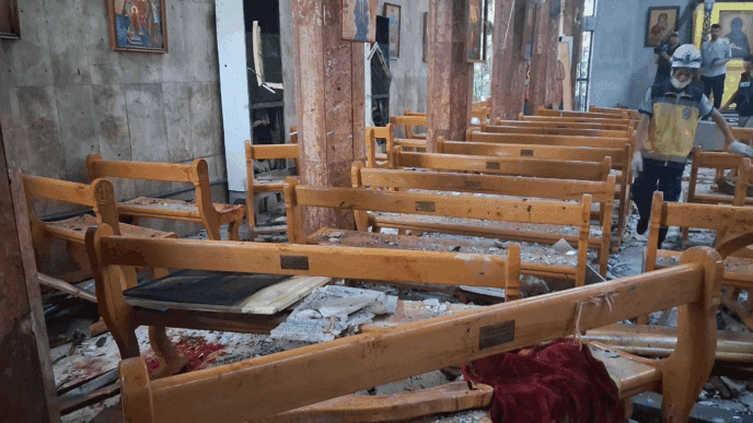 Une explosion s'est produite à #Damas , dans l'église Saint-Élie située dans le quartier de Douwayla.