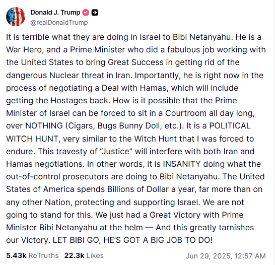 Trump-Procès-Netanyahou -Corruption