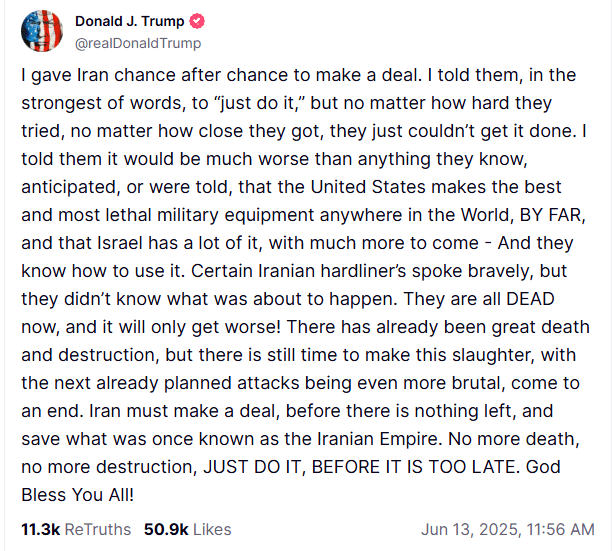 Donald Trump appelle l'Iran à conclure un accord avant qu’il ne soit trop tard