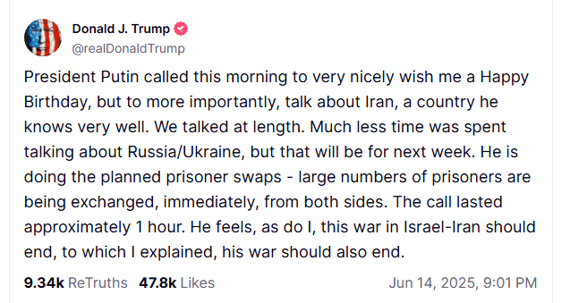 échange téléphonique entre trump et poutine