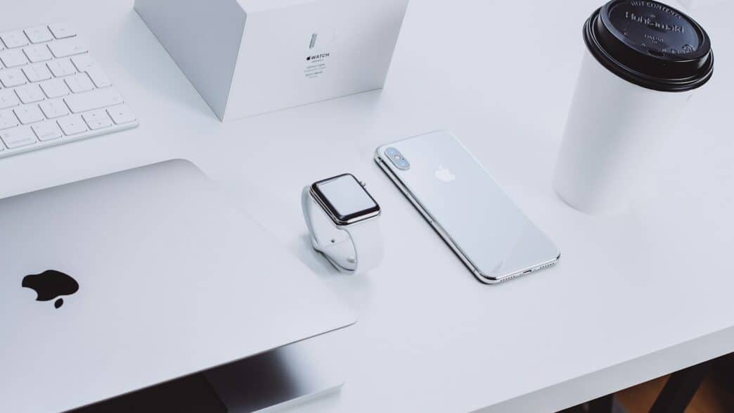 Apple products on table