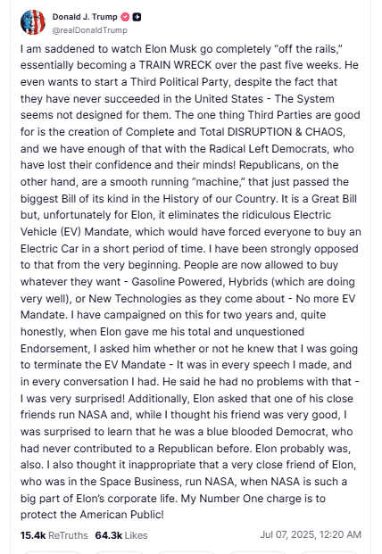 Trump america party Musk