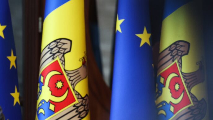 Drapeaux de la Moldavie et de l'UE